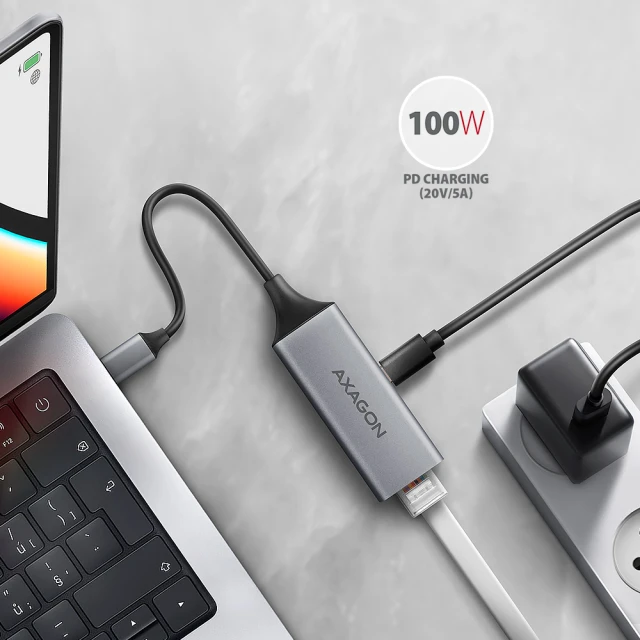 Мережевий адаптер Axagon ADE-TXPD USB-C Gigabit Ethernet PD 100 Вт (8595247908254)
