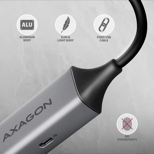 Мережевий адаптер Axagon ADE-TXPD USB-C Gigabit Ethernet PD 100 Вт (8595247908254)