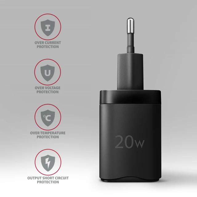 Сетевое зарядное устройство Axagon ACU-PD20 1x USB-C PD3.0 20 Вт (8595247908292)