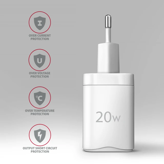 Мережевий зарядний пристрій Axagon ACU-PD20W 1x USB-C PD3.0 20 Вт White (8595247908308)