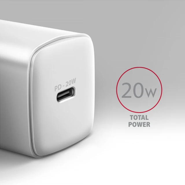 Мережевий зарядний пристрій Axagon ACU-PD20W 1x USB-C PD3.0 20 Вт White (8595247908308)