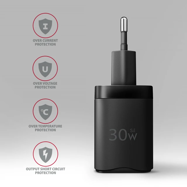 Мережевий зарядний пристрій Axagon 1x USB-C PD3.0 PPS QC4+ 30W (8595247908315)