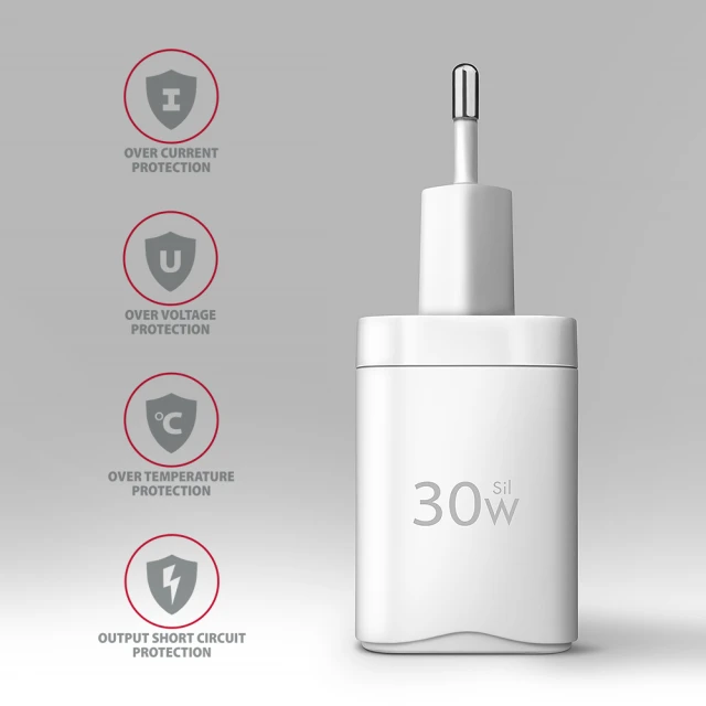 Мережевий зарядний пристрій Axagon 1x USB-C PD3.0 PPS QC4+ 30W White (8595247908322)