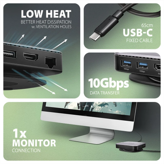 Хаб Axagon USB-C 10Gbps UFO 9in1 (8595247908438)