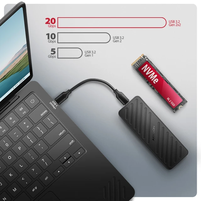 Зовнішній бокс Axagon USB-C 20 Гбіт/с – M.2 NVMe SSD EEM2-20G (8595247908483)