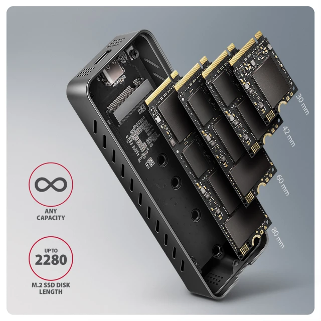 Зовнішній бокс Axagon USB-C 20 Гбіт/с – M.2 NVMe SSD EEM2-20G (8595247908483)