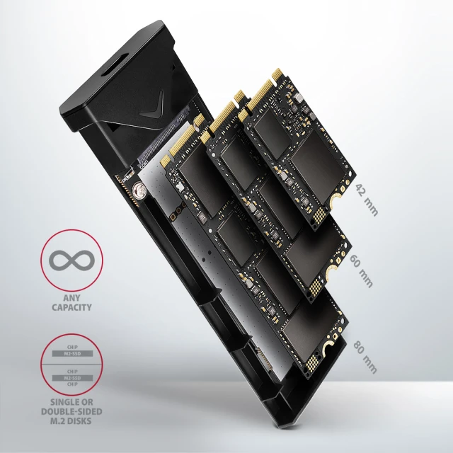 Зовнішній бокс Axagon USB-C 10 Gbps металевий для M.2 NVMe SSD (8595247908506)
