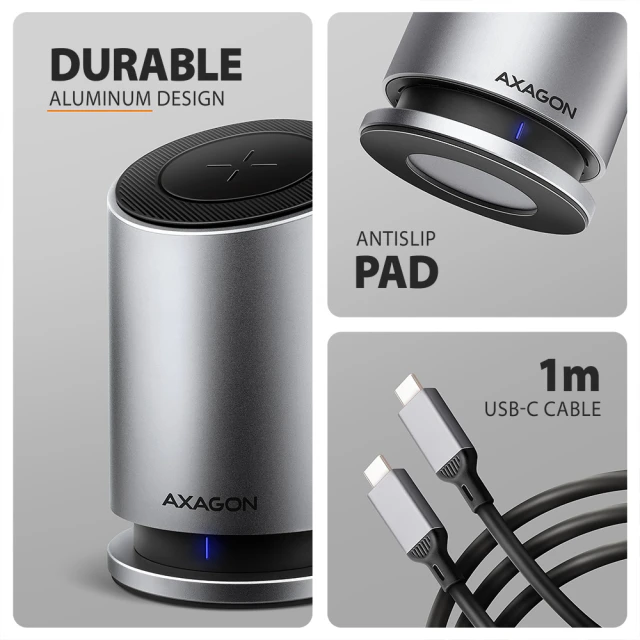 USB-хаб Axagon HMC-WL9 USB-C 10 Gbps 9 в 1 з бездротовою зарядкою (8595247908735)