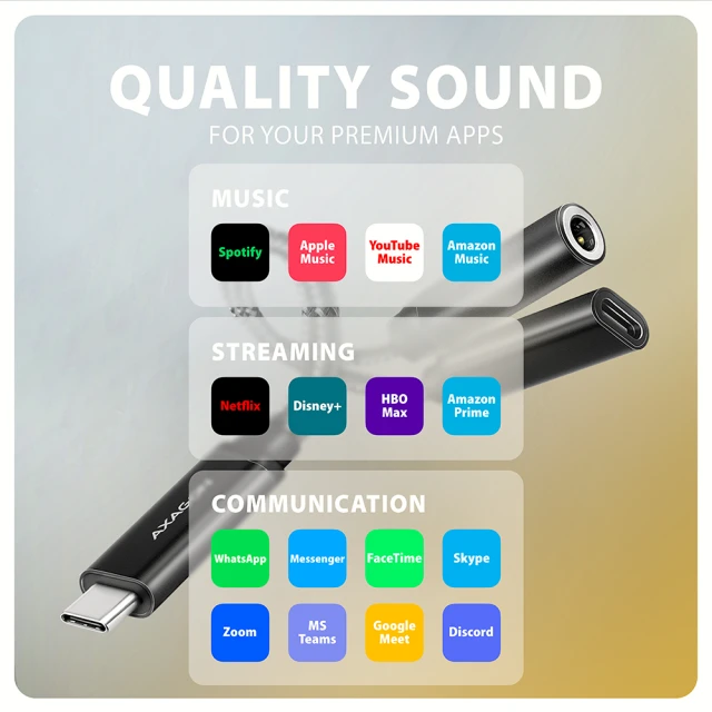 Аудіоадаптер Axagon ADA-HCPD USB-C Hi-Res DAC PD 60 Вт (8595247908759)