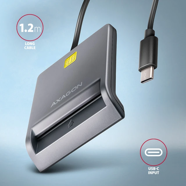 Зчитувач смарт-карт Axagon CRE-SM3TC USB-C 1.2 м (8595247908841)