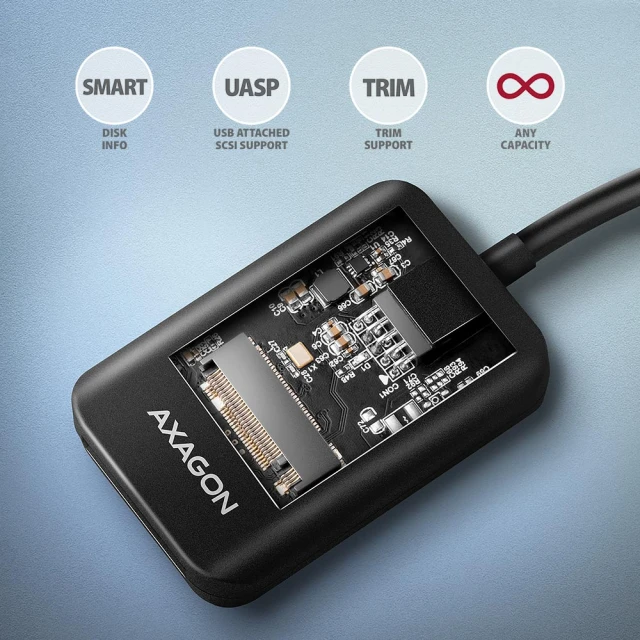 Адаптер Axagon USB-A 10Gbps - M.2 NVMe and SATA SSD (8595247908896)