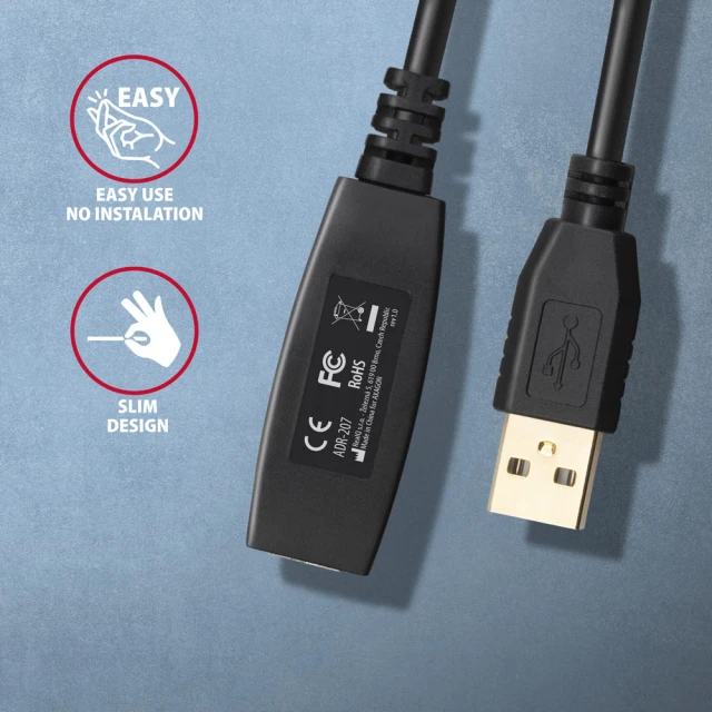 Кабель-подовжувач Axagon USB ADR-207 7,5 м (8595247908933)