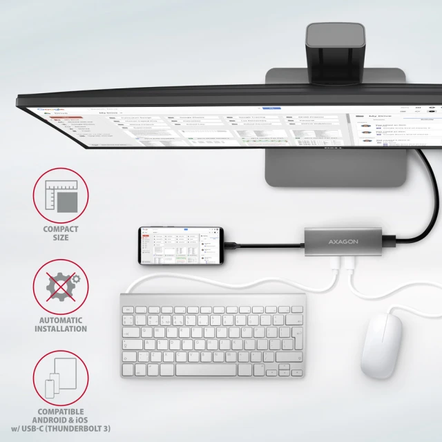 USB-хаб Axagon HMC-5G21 USB-C 10 Gbps 5-в-1 (8595247909060)