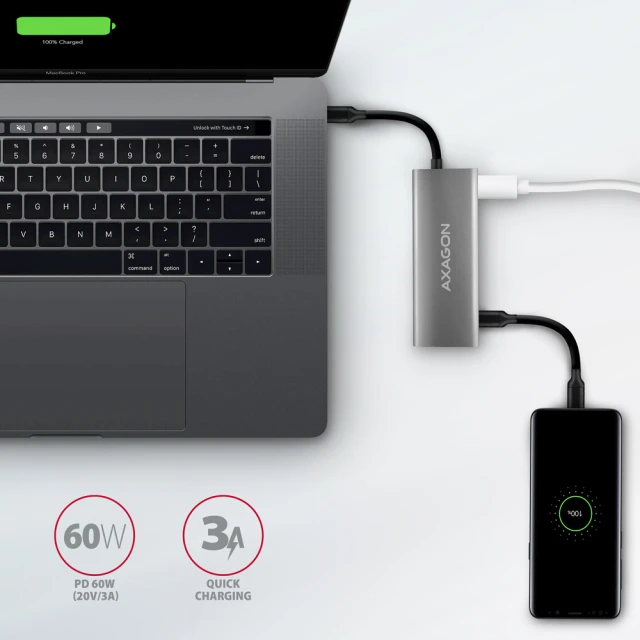 USB-хаб Axagon HMC-5G21 USB-C 10 Gbps 5-в-1 (8595247909060)
