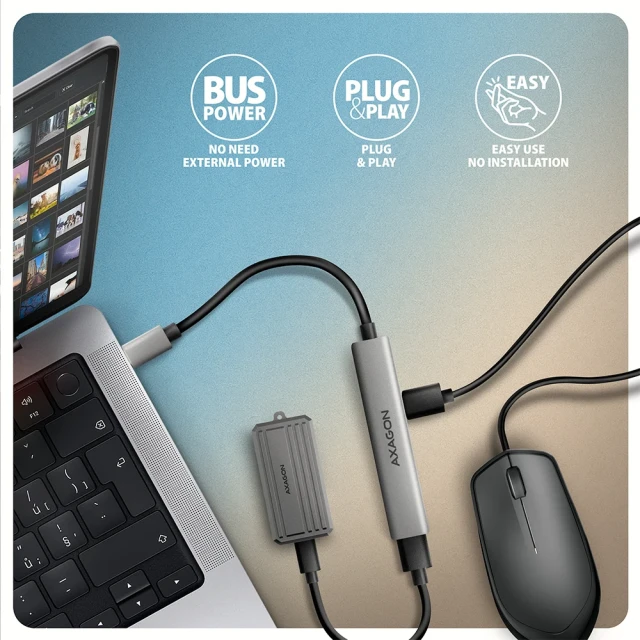 USB-хаб Axagon HUE-STC USB-C 4-портовий (8595247909343)