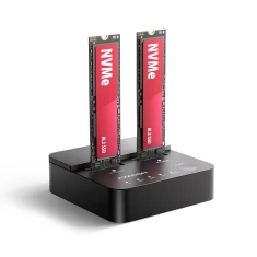 Док-станция Axagon ADSA-M2C22L USB-C 20 Гб/с для 2 M.2 NVMe SSD с клонированием (8595247909558)