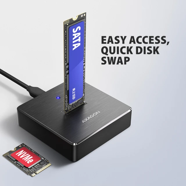 Док-станція Axagon ADSA-M2C11 USB-C 10 Гб/с для M.2 NVMe | SATA SSD (8595247909596)
