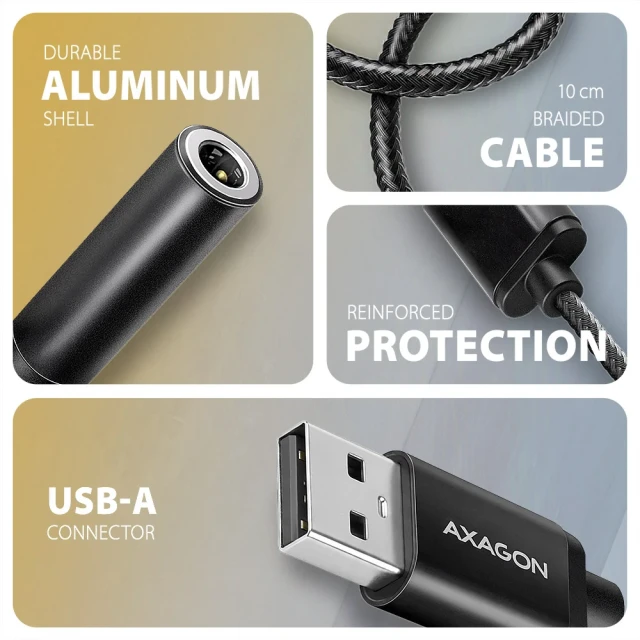 Адаптер Axagon ADA-HA USB-A Hi-Res DAC для навушників і аудіопристроїв (8595247909817)