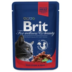 Влажный корм для кошек Brit Premium Cat с говядиной и горошком 100 г (8595602505982)