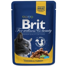 Влажный корм для кошек Brit Premium Cat с курицей и индейкой 100 г (8595602506019)