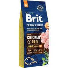 Сухий корм для цуценят середніх порід Brit Premium by Nature Junior M з куркою 15 кг (8595602526338)