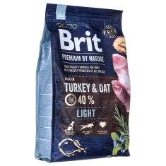 Сухий корм для собак Brit Premium By Nature Light з індичкою і вівсом 3 кг (8595602526581)