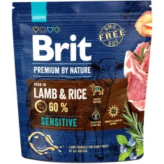 Сухий корм для собак Brit Premium by Nature Sensitive з ягням і рисом 1 кг (8595602526611)