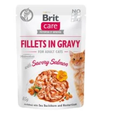 Вологий корм для котів Brit Care з лососем у соусі 85 г (8595602540525)
