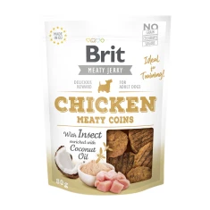 Жувальні ласощі для собак Brit Jerky Snack Meaty Coins з куркою та комахами 80 г (8595602543793)