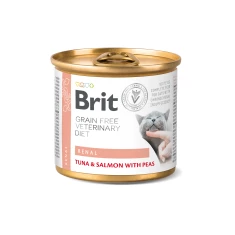 Влажный корм для кошек Brit Grain Free Veterinary Diet Renal с тунцом, лососем и горошком 200 г (8595602549870)