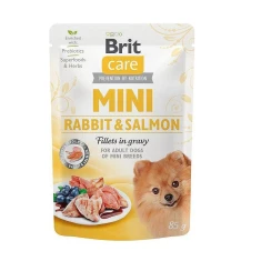 Вологий корм для собак малих порід Brit Care Mini Pouch з кроликом та лососем 85 г (8595602554843)