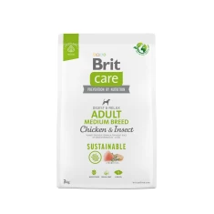 Сухий корм для дорослих собак середніх порід Brit Care Sustainable Adult Medium Breed з куркою та комахами 3 кг (8595602558698)