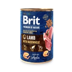Вологий корм для собак Brit Premium by Nature з ягням і гречкою 400 г (8595602561841)