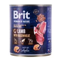 Вологий корм для собак Brit Premium By Nature з ягням та гречкою 800 г (8595602561858)