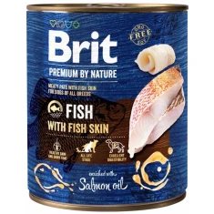 Вологий корм для собак Brit Premium By Nature з рибою та рибячою шкірою 800 г (8595602561896)