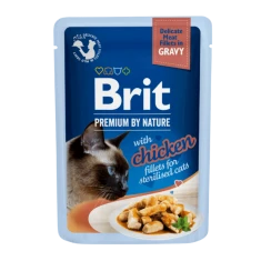 Вологий корм для котів Brit Premium Gravy Sterilised філе з куркою 85 г (8595602570614)