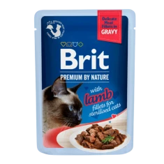Вологий корм для котів Brit Premium Gravy Sterilised філе з ягням 85 г (8595602570621)