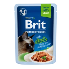 Вологий корм для котів Brit Premium Gravy Sterilised філе з качкою 85 г (8595602570638)