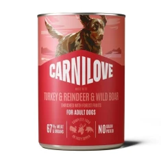 Вологий корм для собак Carnilove з індичкою, північним оленем та диким кабаном 400 г (8595602582846)