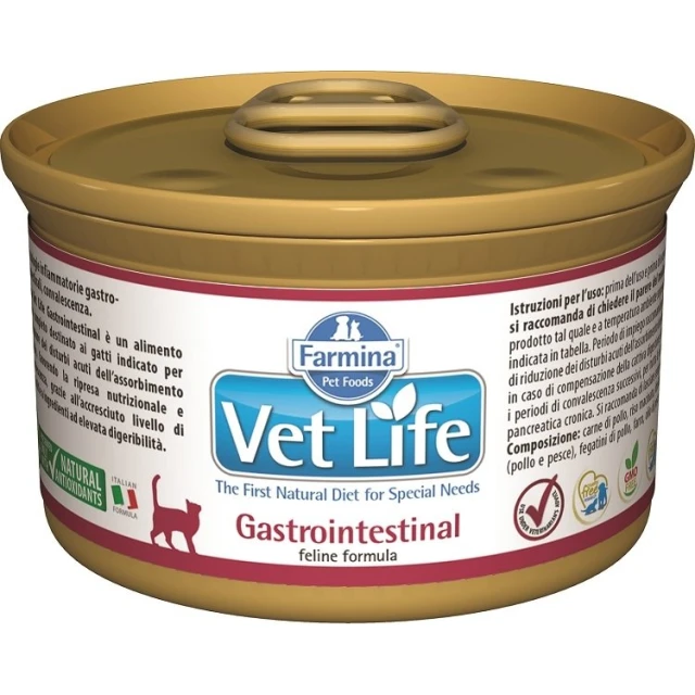 Ветеринарна дієта для котів Farmina Vet Life Gastrointestinal 85 г (8606014102857)
