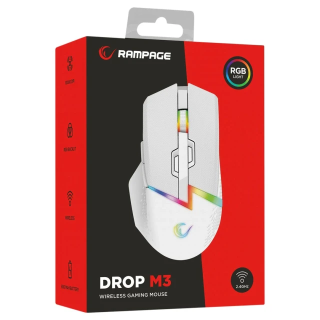 Миша Rampage DROP M3 V2 бездротова ігрова 24000 DPI White (8680096148804)