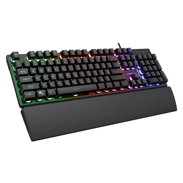 Комплект клавіатура + миша Rampage Fortuna ігровий з килимком 12800 DPI Black (8680096148873)
