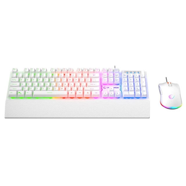 Комплект клавіатура + миша Rampage Fortuna ігровий з килимком 12800 DPI White (8680096148880)
