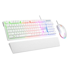 Комплект клавиатура + мышь Rampage Fortuna игровой с ковриком 12800 DPI White (8680096148880)