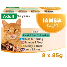 Влажный корм для кошек EUKANUBA Iams Delights Land & Sea Collection в желе 8 шт x 85 г (8710255189123)