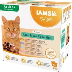 Влажный корм для кошек EUKANUBA IAMS Delights Land & Sea в подливе 8 шт x 85 г (8710255191096)
