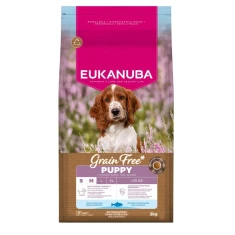 Сухой корм для щенков EUKANUBA малых и средних пород Puppy & Junior Small/Medium Grain Free с лососем 3 кг (8710255206639)