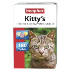 Ласощі для котів Beaphar Kitty's Mix з таурином і біотином у формі сердець і вітамінний мікс 180 таблеток (8711231127825)