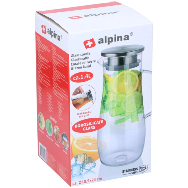 Карафка Alpina зі скла 1.4 л з ручкою (8711252018553)