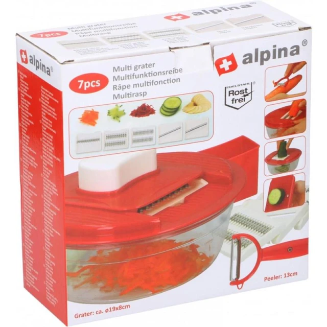 Терка многофункциональная Alpina с контейнером + овощечистка (8711252107707)